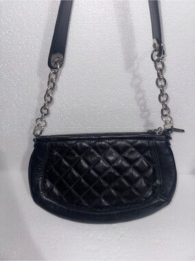 Brighton Black Quilted Mini Shoulder Bag with Chain Strap